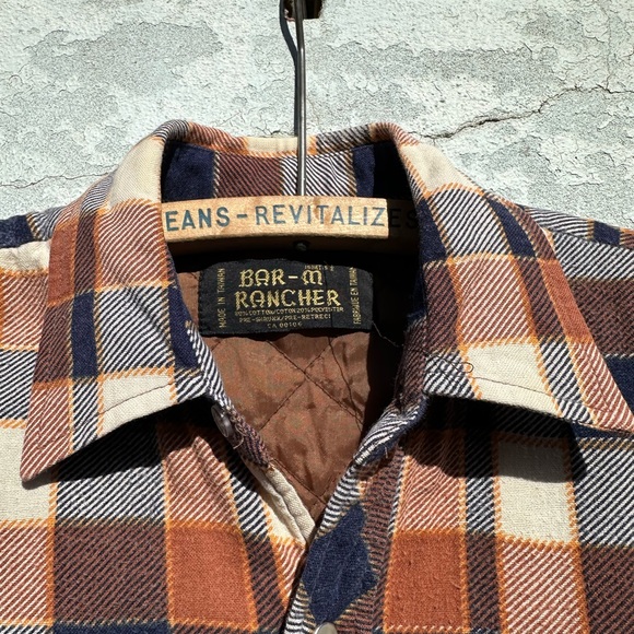 Vintage 70s 80s BAR-M RANCHER pearl snap quilted flannel - Picture 3 of 8